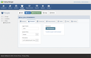 Personnel - Account tab Manage the account information on the Account tab.