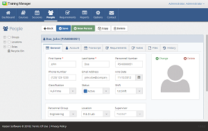 Personnel - General tab The General tab on the Personnel form is the default view which appears when opening a personnel
record.