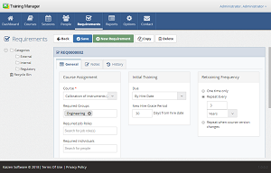 Requirements - General tab The General tab on the Requirements form is the default view which appears when opening a Requirements
record.