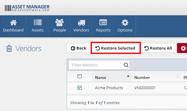 RestoreSelectedVendor