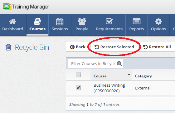 RestoreSelectedCourse
