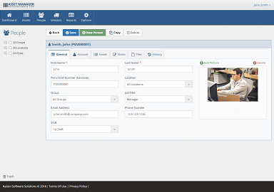 Personnel - General tab The General tab on the Personnel form is the default view which appears when opening a personnel record.