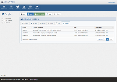 Personnel - History tab See the history of record updates on the History tab.